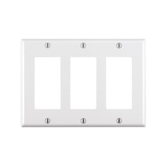 Decora 80411-W Wallplate, 4-1/2 in L, 6.37 in W, 3 -Gang, Thermoset Plastic, White, Smooth