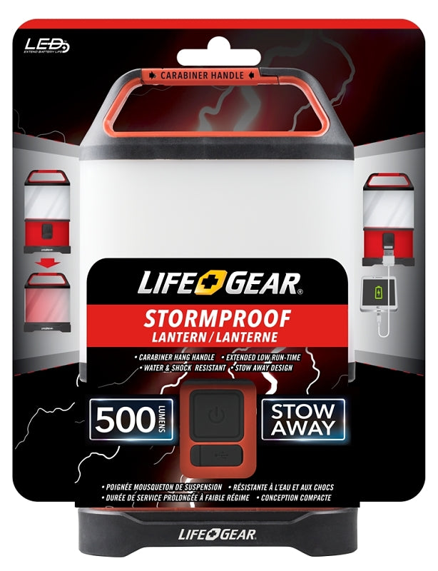 Life+Gear 41-3760 Collapsible Lantern, LED Lamp, Plastic, Black/Red