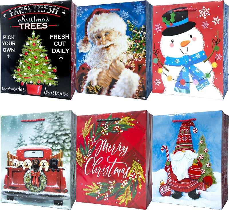 Santas Forest 69807 Large Vertical Gift Bag, 10-1/4 in W, 12-1/2 in H, Paper, Festive