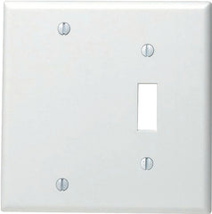 Leviton 002-88006-000 Non-Metallic Wallplate, 4-1/2 in L, 2-3/4 in W, 2 -Gang, Thermoset, White, Smooth