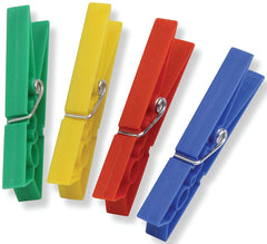 Honey-Can-Do DRY-01390 Classic Clothespin, 0.79 in W, 3.31 in L, Plastic, Blue/Green/Red/Yellow