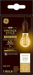 GE Industrial Solutions 36505 LED Bulb, General Purpose, A19 Lamp, E26 Lamp Base, Dimmable, Amber, Warm White Light