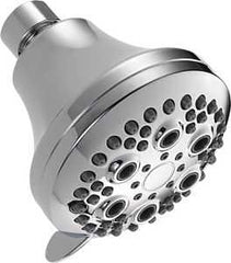 Delta 75504 Shower Head, 2.5 gpm, 5-Spray Function, Plastic, Chrome, 3-3/8 in Dia, 4 in L