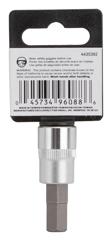 Vulcan Fractional Hex Bit Socket, Chrome, 3/8 in, 3/8 in Drive, 1-7/8 in OAL