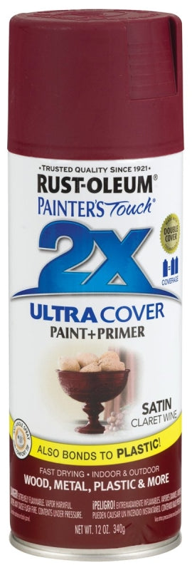 2X Ultra Cover 249083 Spray Paint, Satin, Claret Wine, 12 oz, Can