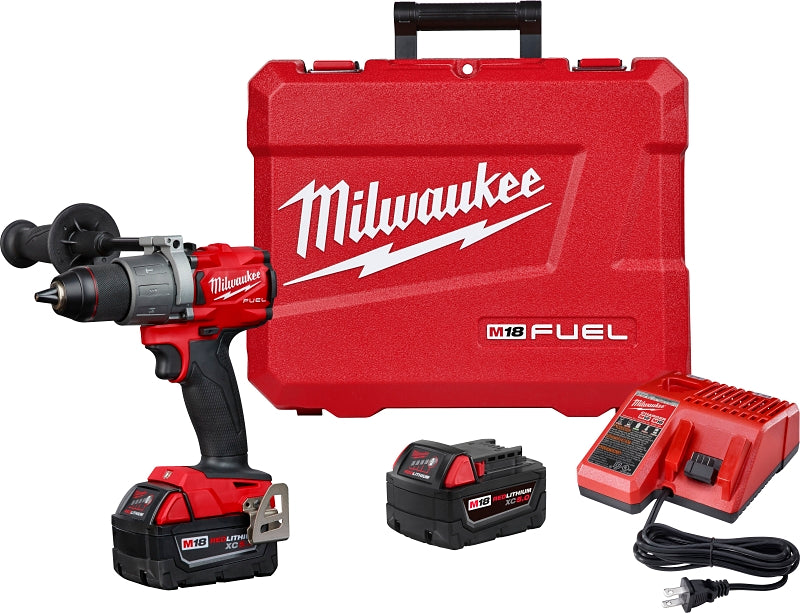 Milwaukee M18 FUEL 2804-22 Hammer Drill Kit, Battery Included, 18 V, 5 Ah, 1/2 in Chuck, Ratcheting Chuck