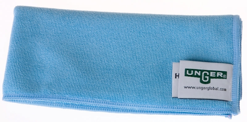 Professional Unger MF40B Wiping Cloth, 16 in L, 15 in W, Microfiber, Blue