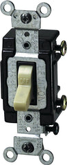 Leviton C21-05501-LHI Toggle Switch, 15 A, 120 V, Thermoplastic Housing Material, Ivory