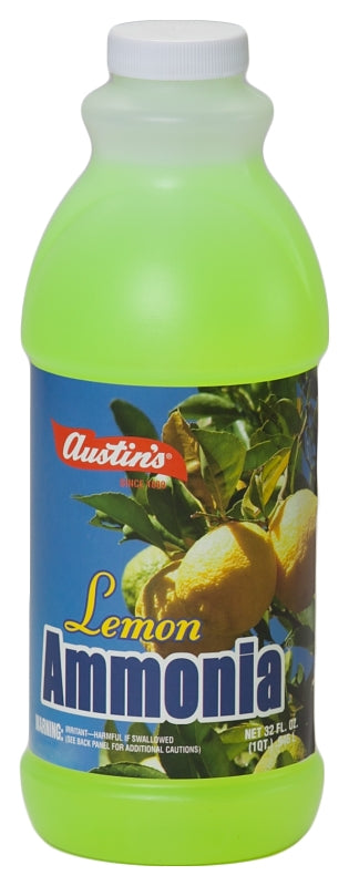 Austin 54200-00047 All-Purpose Lemon Ammonia, 1 qt Bottle, Liquid, Lemon, Yellow