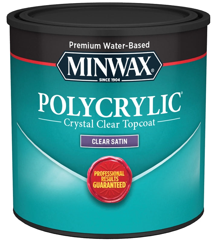 Minwax Polycrylic 233334444 Protective Finish Paint, Liquid, Crystal Clear, 0.5 pt, Can