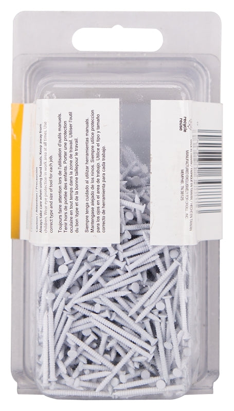 ProSource NTP-158-PS Panel Nail, 16D, 1 in L, Steel, Painted, Flat Head, Ring Shank, White