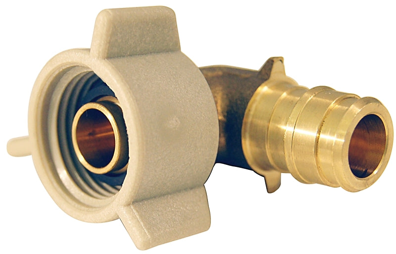Apollo Valves ExpansionPEX Series EPXFE12S Swivel Pipe Elbow, 1/2 in, Barb x FNPT, 90 deg Angle, Brass, 200 psi Pressure