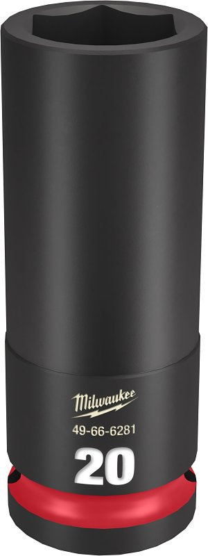 Milwaukee SHOCKWAVE Impact Duty Series 49-66-6281 Deep Impact Socket, 20 mm Socket, 1/2 in Drive, Square Drive, 6-Point