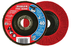 Diablo Steel Demon DCX045040N01F Flap Disc, 4-1/2 in Dia, 7/8 in Arbor, 40 Grit, Ultra Coarse