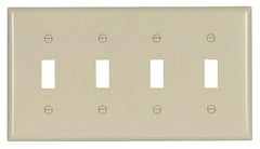 Eaton 2154LA-BOX Switch Wallplate, 4-1/2 in L, 8.19 in W, 4-Gang, Thermoset, Light Almond