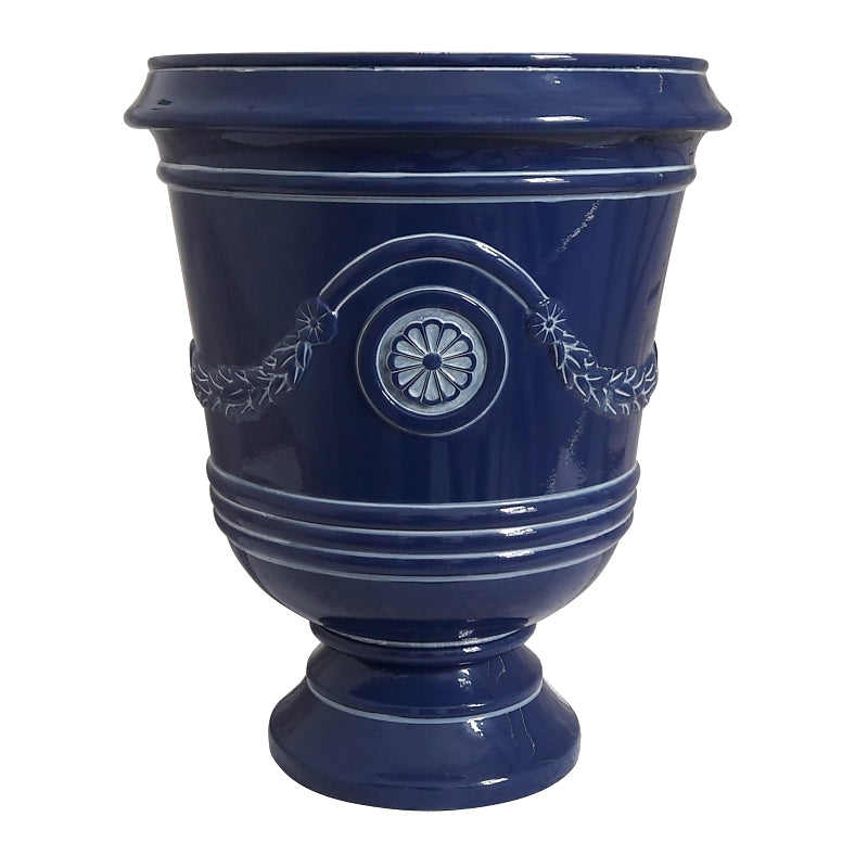Southern Patio CMX-064725 Urn Planter, 15-1/2 in W, 15-1/2 in D, Resin, Navy