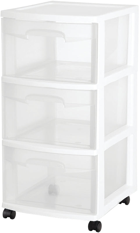 Sterilite 28308002 Drawer Cart, 3-Drawer, Plastic, 12-5/8 in OAW, 14-1/2 in OAH, 24 in OAD
