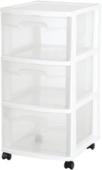 Sterilite 28308002 Drawer Cart, 3-Drawer, Plastic, 12-5/8 in OAW, 14-1/2 in OAH, 24 in OAD