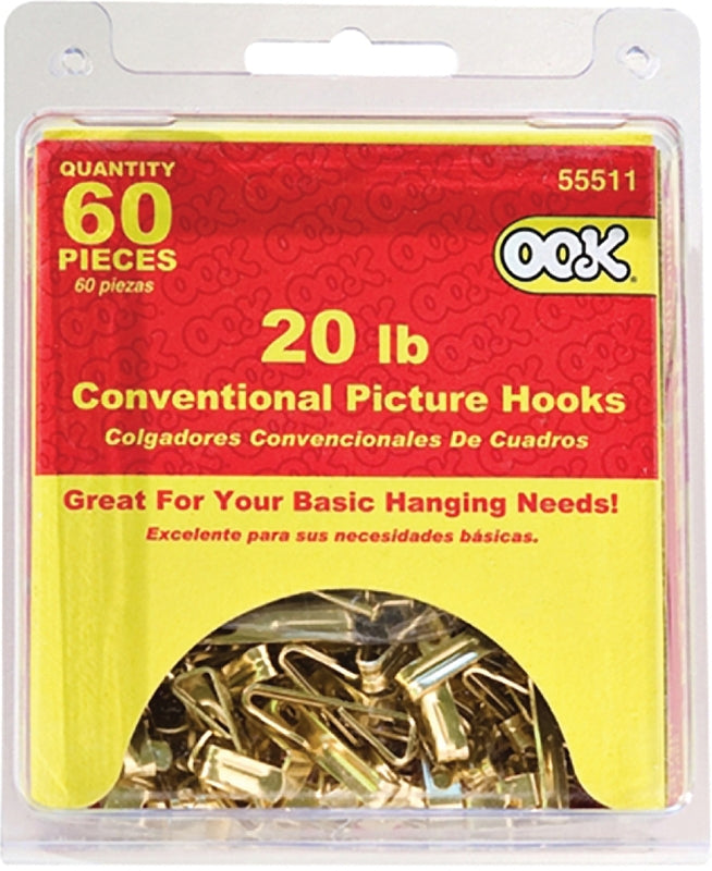 OOK 55511 Conventional Hook, 20 lb, Steel, Zinc
