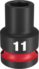 Milwaukee SHOCKWAVE Impact Duty Series 49-66-6243 Shallow Impact Socket, 11 mm Socket, 1/2 in Drive, Square Drive
