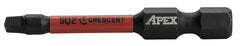Crescent APEX Vortex CAVB2SQ2-2 Impact Power Bit, #2 Drive, Square Drive, 1/4 in Shank, Hex Shank, 2 in L, Steel