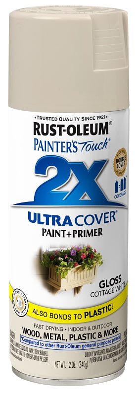 2X Ultra Cover 249099 Spray Paint, Gloss, Cottage White, 12 oz, Can