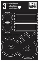 Hy-Ko 30400 Series 30437 Die-Cut Symbol Set, Character: .- &, 3 in H Character, Black Character, Vinyl