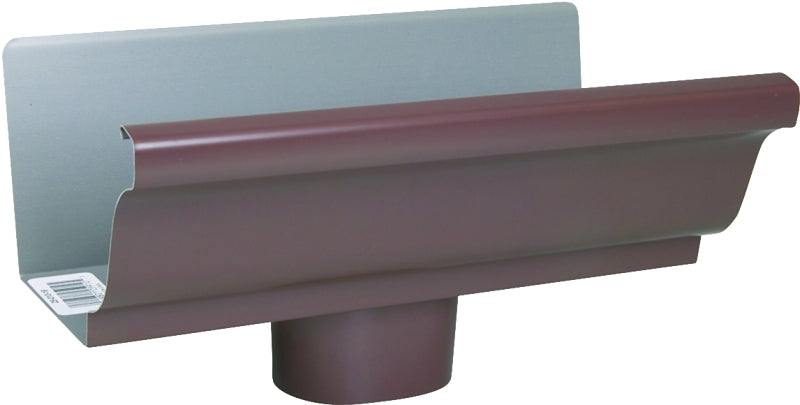 Amerimax 2501019 Gutter End with Drop, 2 in W, Aluminum, Brown, For: 5 in K-Style Gutter System