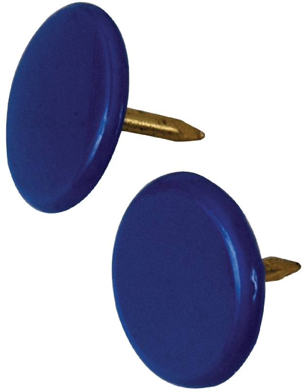 Hillman 122678 Thumb Tack, 15/64 in Shank, Metal, Painted, Blue, Flat Head, Sharp Point