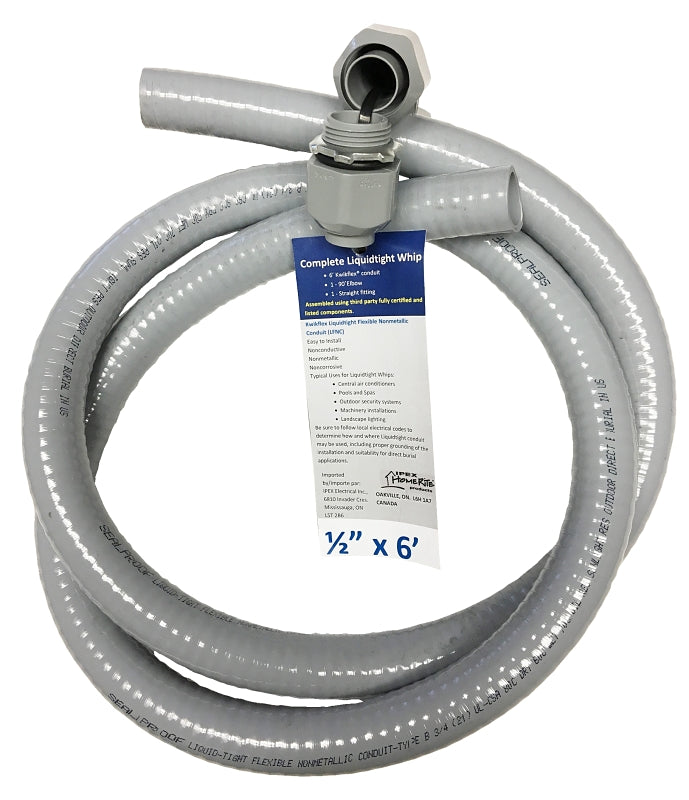 Homerite 65400 Liquidtight Whip, 1/2 in Cable, 6 ft L, PVC