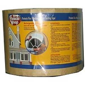 Protecto Wrap 843606SW Window and Door Sealing Tape, 50 ft L, 6 in W, HDPE, Gray/White, Self-Adhesive