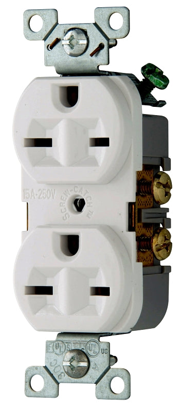 Eaton 826W-BOX Duplex Receptacle Wallplate, 2-Pole, 20 A, 250 V, NEMA: 6-15R, White
