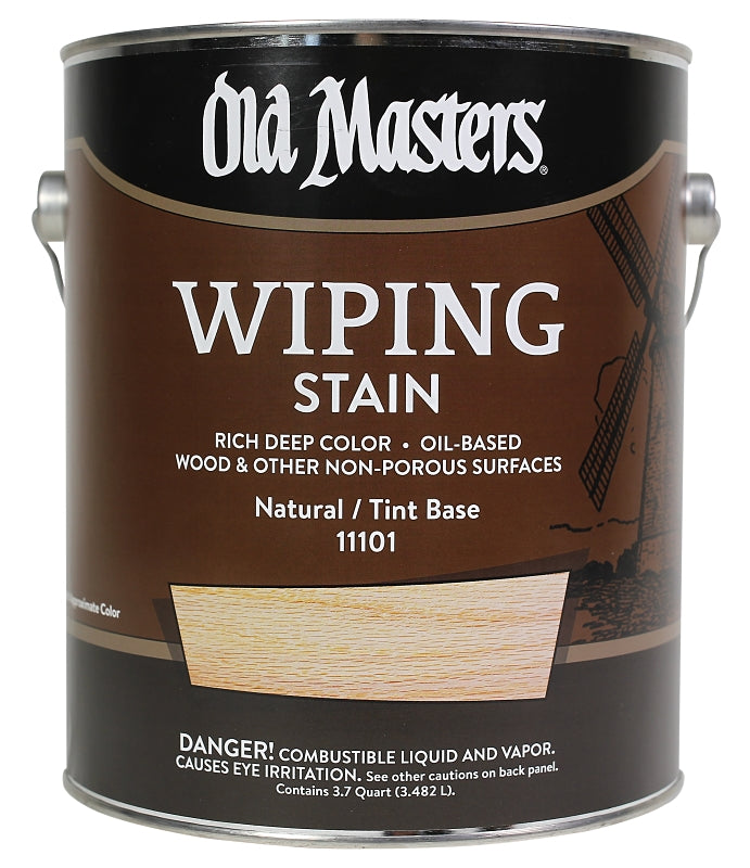 Old Masters 11101 Wiping Stain, Natural Tint Base, Liquid, 1 gal, Can