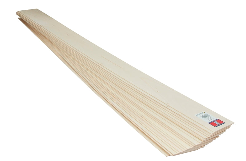 Midwest Products 5003 Basswood Sheet, 36 in L, 4 in W, 3/32 in Thick