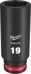 Milwaukee SHOCKWAVE Impact Duty Series 49-66-6161 Deep Impact Socket, 19 mm Socket, 3/8 in Drive, Square Drive, 6-Point