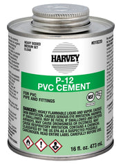 Harvey 18220-12 Solvent Cement, 16 oz Can, Liquid, Clear
