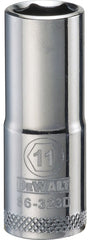 DeWALT DWMT86323OSP Drive Socket, 11 mm Socket, 3/8 in Drive, 6-Point, Vanadium Steel, Polished Chrome