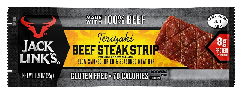 Jack Link's 10000021185 Beef Steak Strip, Teriyaki Flavor, 0.9 oz Pack