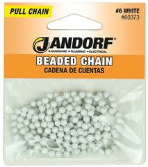 Jandorf 60373 Beaded Chain with Connector, 3 ft L, White