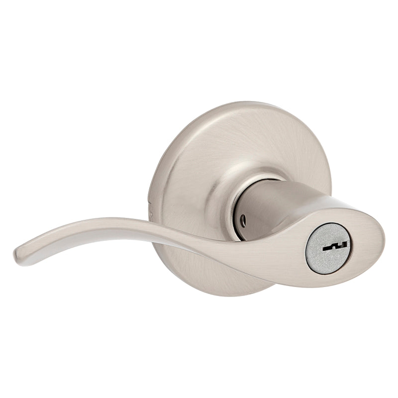 Kwikset 405BL 15 6AL Entry Door Lever, Thumbturn Lock, Satin Nickel, Zinc, Residential, Reversible Hand, 3 Grade