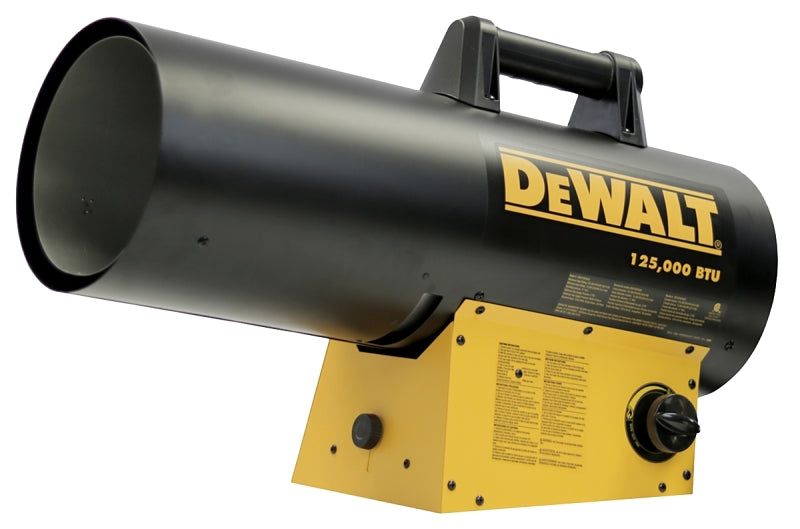 DeWALT F340755 Portable Heater, 40 lb Fuel Tank, Propane, 30,000 Btu/hr BTU, 3000 sq-ft Heating Area, Black