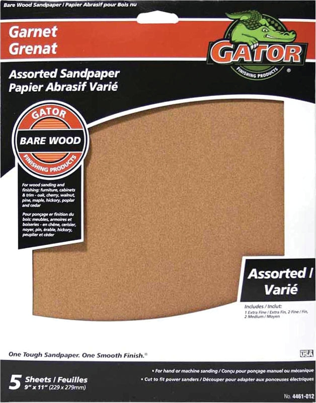 Gator 4461-012 Sanding Sheet, 11 in L, 9 in W, Garnet Abrasive