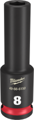 Milwaukee SHOCKWAVE Impact Duty Series 49-66-6150 Deep Impact Socket, 8 mm Socket, 3/8 in Drive, Square Drive, 6-Point
