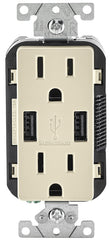 Decora T5632-0BT USB Charger and Receptacle, 2 -USB Port, Light Almond