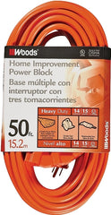 CCI 0826 Extension Cord, 14 AWG Cable, 50 ft L, 15 A, 125 V, Orange