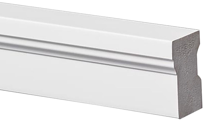 Inteplast Group 063510009866 Brick Moulding, 1-1/4 in W, 2 in H, Flat Back, Smooth Profile, PVC, White