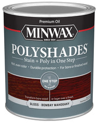 Minwax PolyShades 61480444 Wood Stain and Polyurethane, Gloss, Bombay Mahogany, Liquid, 1 qt, Can