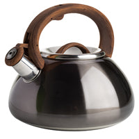 Primula PAGM1-6225 Tea Kettle, 2.5 qt, Soft Grip Handle, Stainless Steel, Gunmetal