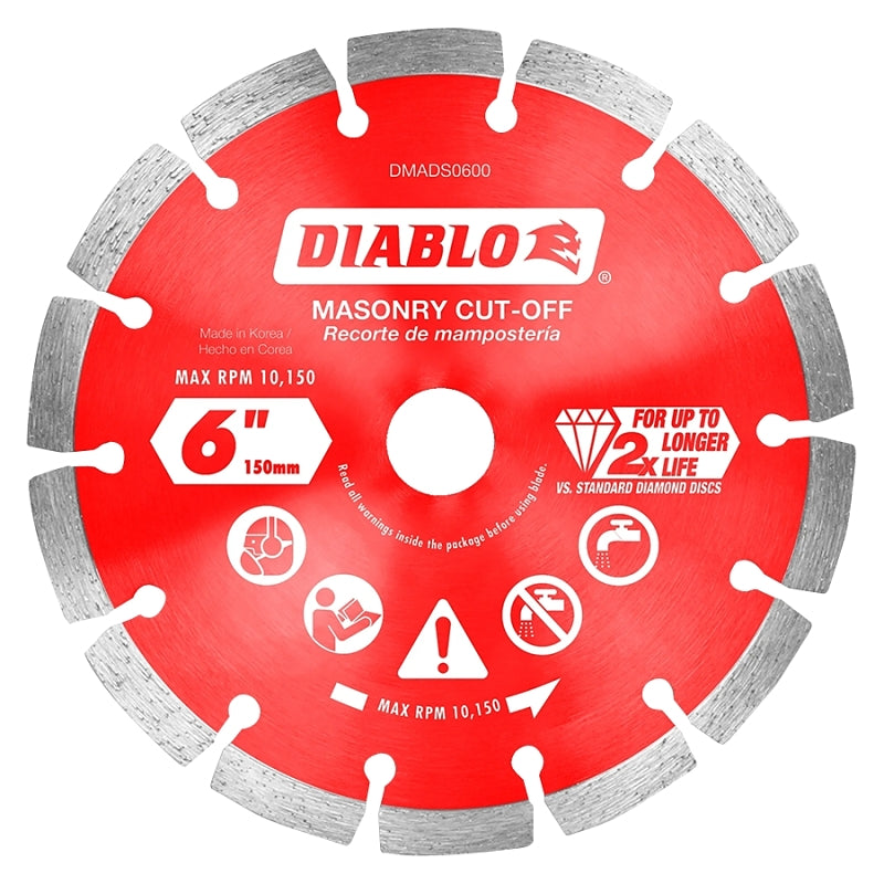 Diablo DMADS0600 Saw Blade, 6 in Dia, Segmented Rim