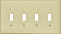 Eaton Wiring Devices PJ4V Wallplate, 4-7/8 in L, 8.56 in W, 4 -Gang, Polycarbonate, Ivory, High-Gloss